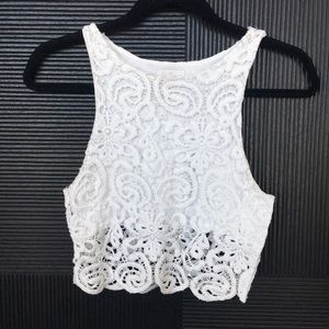 Miguelina Lace Detailing Crop Top in White